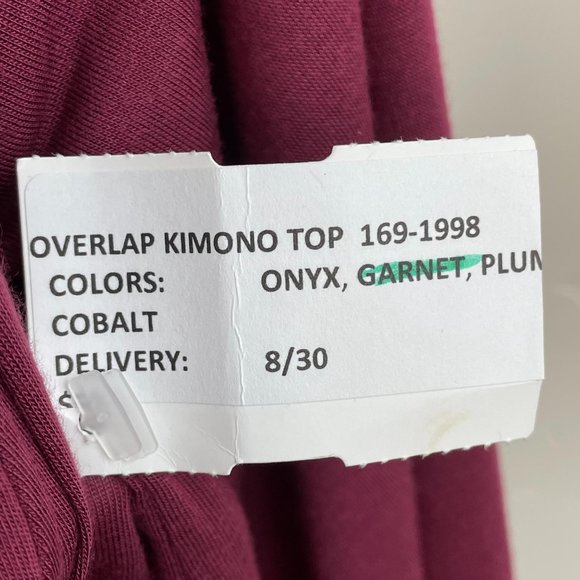 Blue Life garnet burgundy surplice overlap long sleeve kimono top extra small - Picture 10 of 11